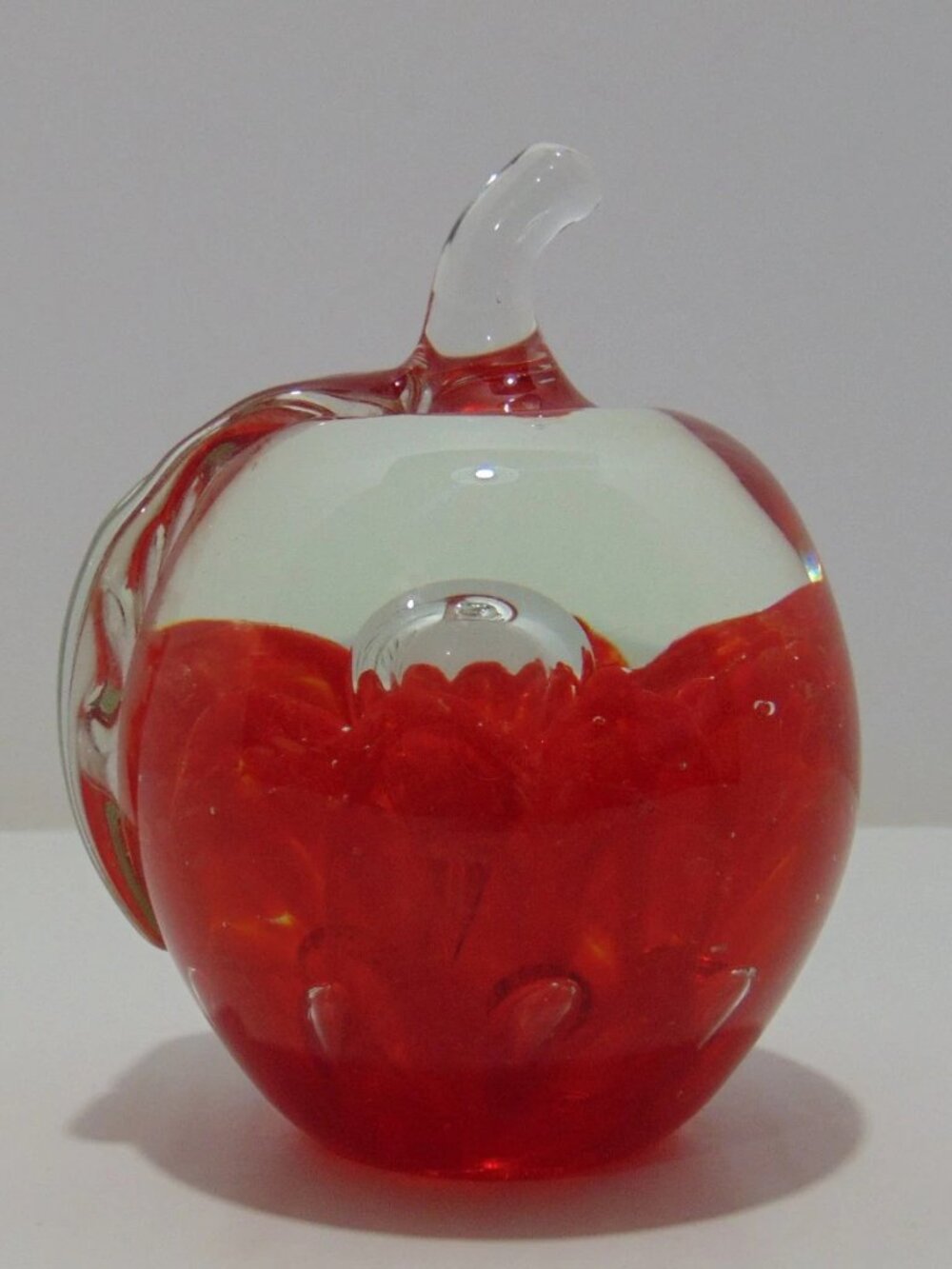 St Clair Red Apple Glass Paperweight Signed Decor